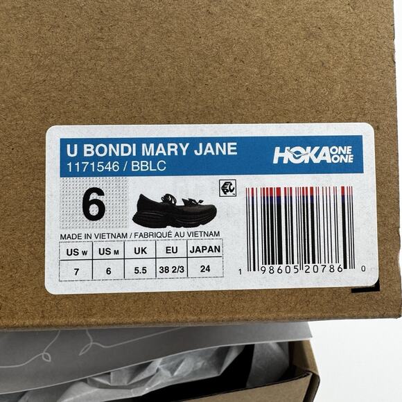Hoka Bondi Mary Jane Black Women 7 / Men 6 New In Box - Picture 12 of 15